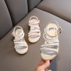 Summer Fashion Pearl Girls Sandals Non-slip Soft Bottom Baby Children Girls' Shoes Soft Outdoor Beach Shoes