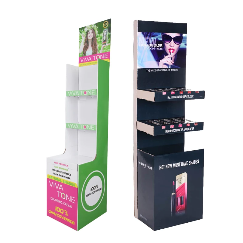 Custom Retail Cardboard Floor Cosmetic Display Stand Rack Unit for Cosmetic Makeup
