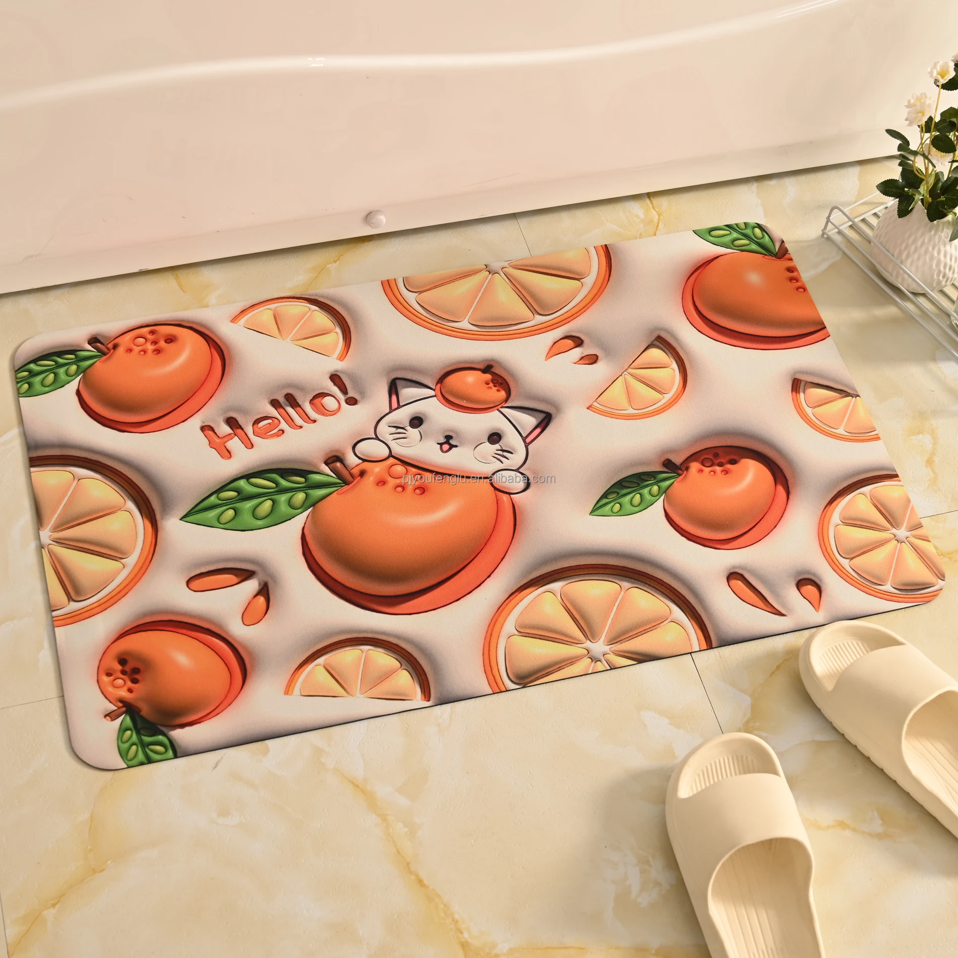  Non Slip Diatom Mud Mats Super Water Absorbent Bathroom Rug Quick Drying Floor Mats For 3D print cartoon Bathroom mat supplier