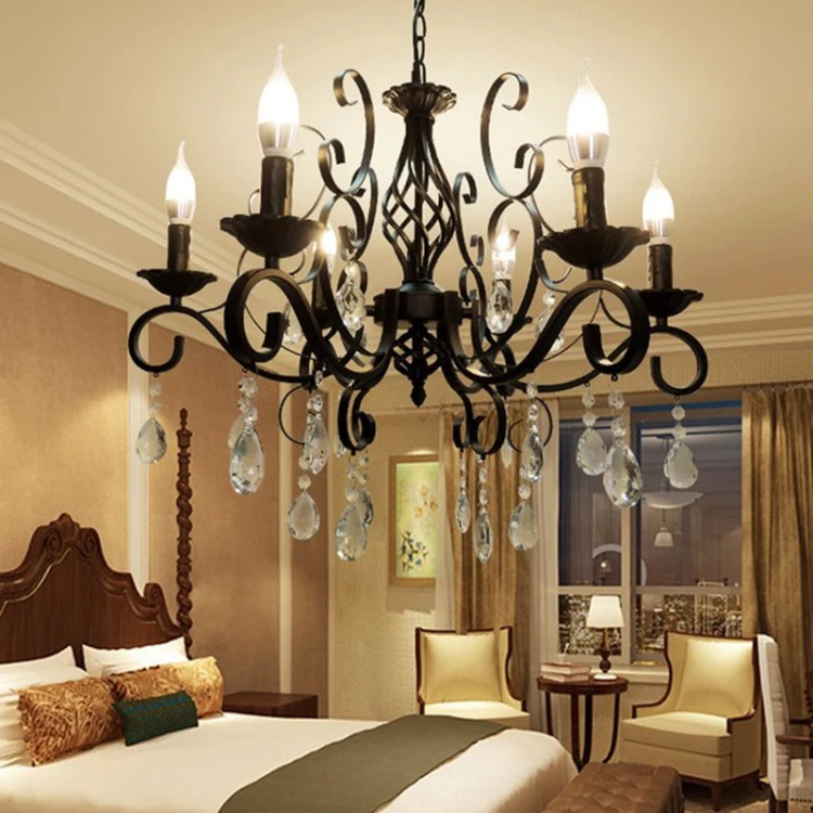 Rococo Crystal Ceiling Lights Decorative Living Room Pendant Lamps Villa Hall Tassel Crystal Candles Chandelier