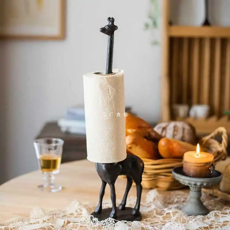 Esschert Design Cast Iron Long-necked Dinosaurs Bathroom Toilet Kitchen Tissue Roll Paper Holder Storage Shelf
