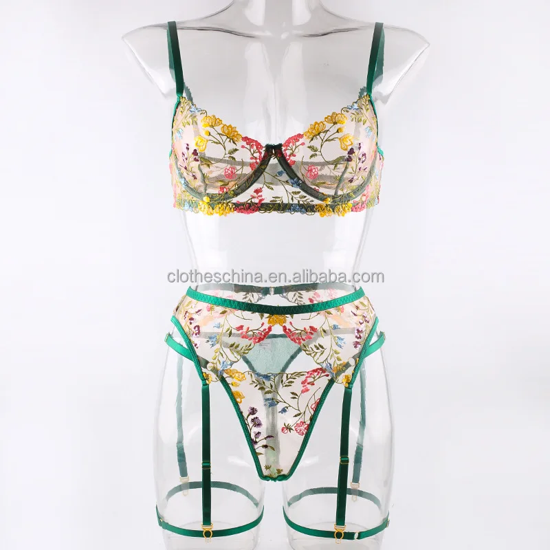 Chuangerm Oem 2024 New Fashion Wholesale Sexy Perspective Floral Bra