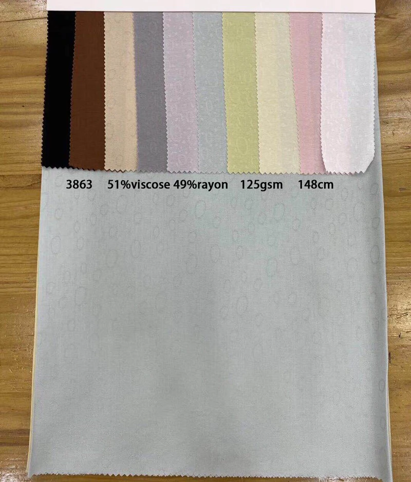 Woven Stripe Leopard Plain Dot Tie Dye Satin Electronic Viscose Rayon Jacquard Brocade Fabric Manufacturer for Scarf Dress