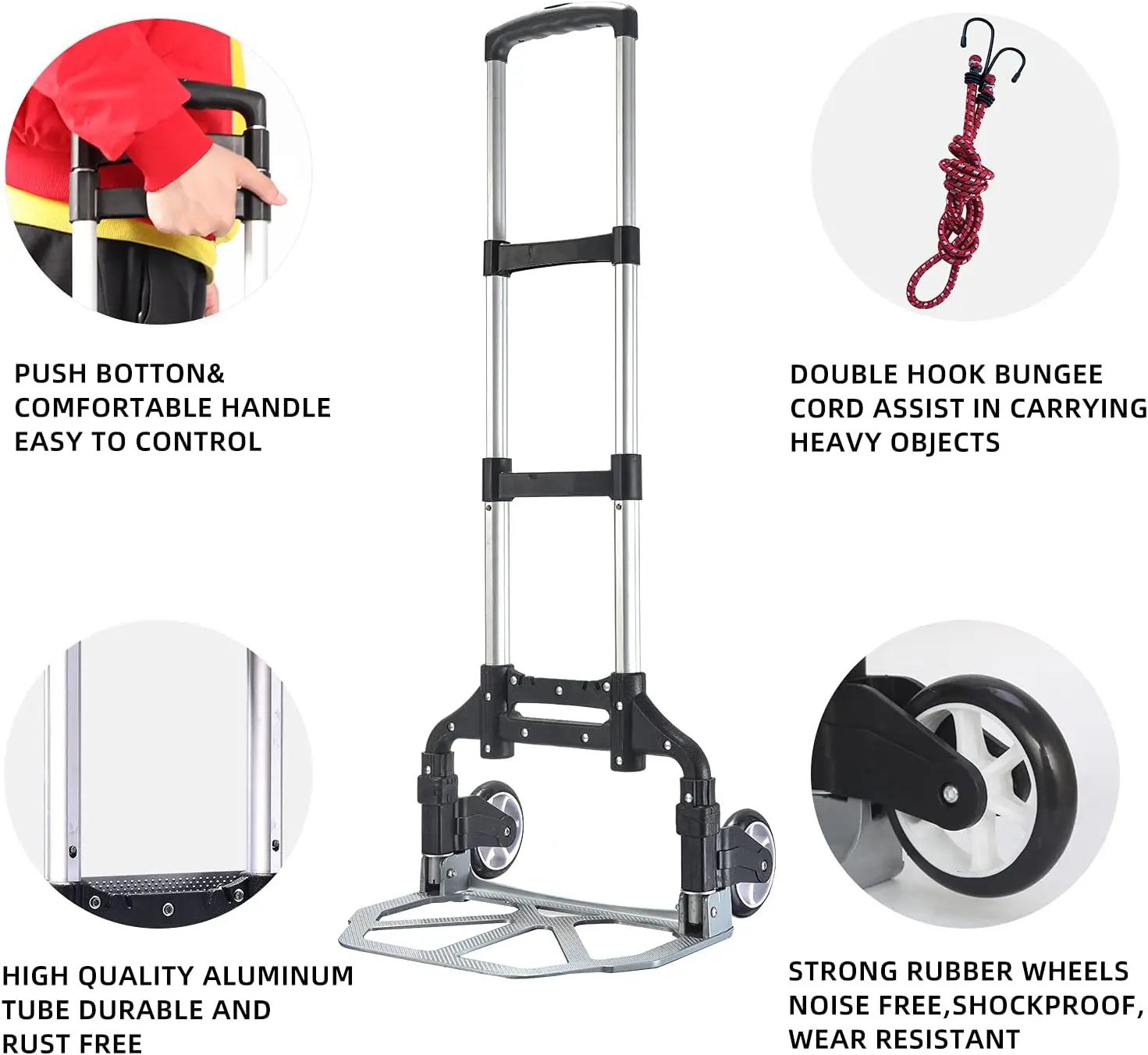 Dolly Cart Extended Handle Folding Hand Truck Dolly Foldable Hand Cart Lightweight Foldable Hand Truck Transport Moving.
