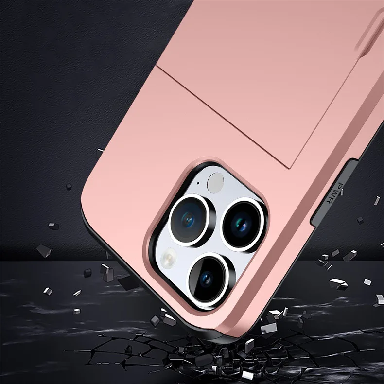 For iPhone 15 Pro Max Case with Card Holder Heavy Duty Dual Layer  Hidden Card Slot Wallet Shockproof Phone Cover for iPhone 15
