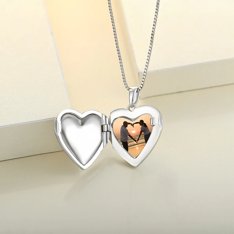 Platinum 18K Gold Plated Heart Photo Locket With Custom