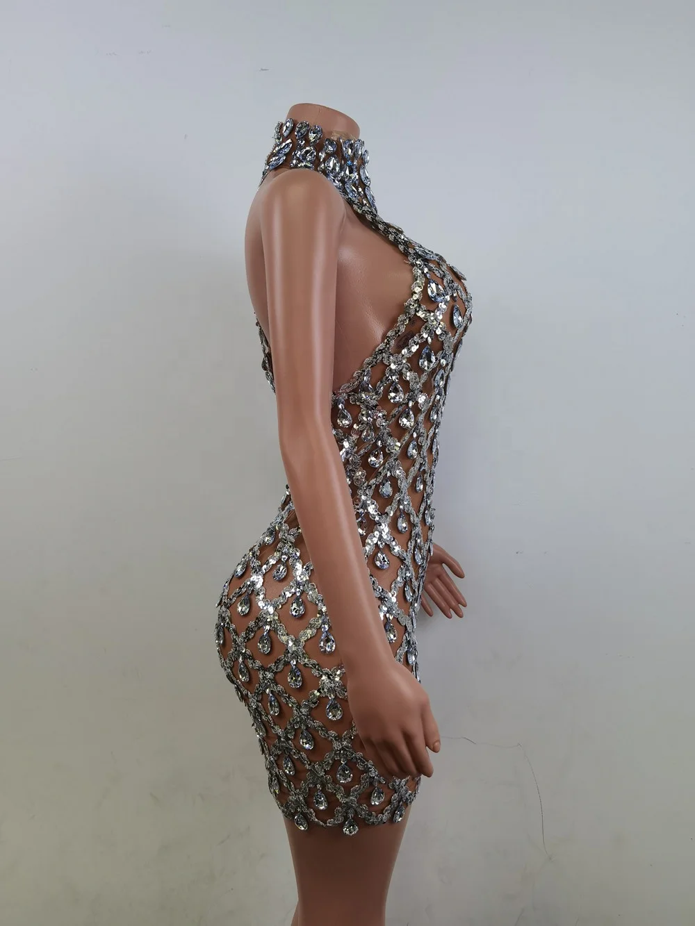 white christmas dresses Annual Meeting Sexy One-Shoulder Sequins Dress Short Birthday Dinner Suit  Elegant Party Skirt Costumes