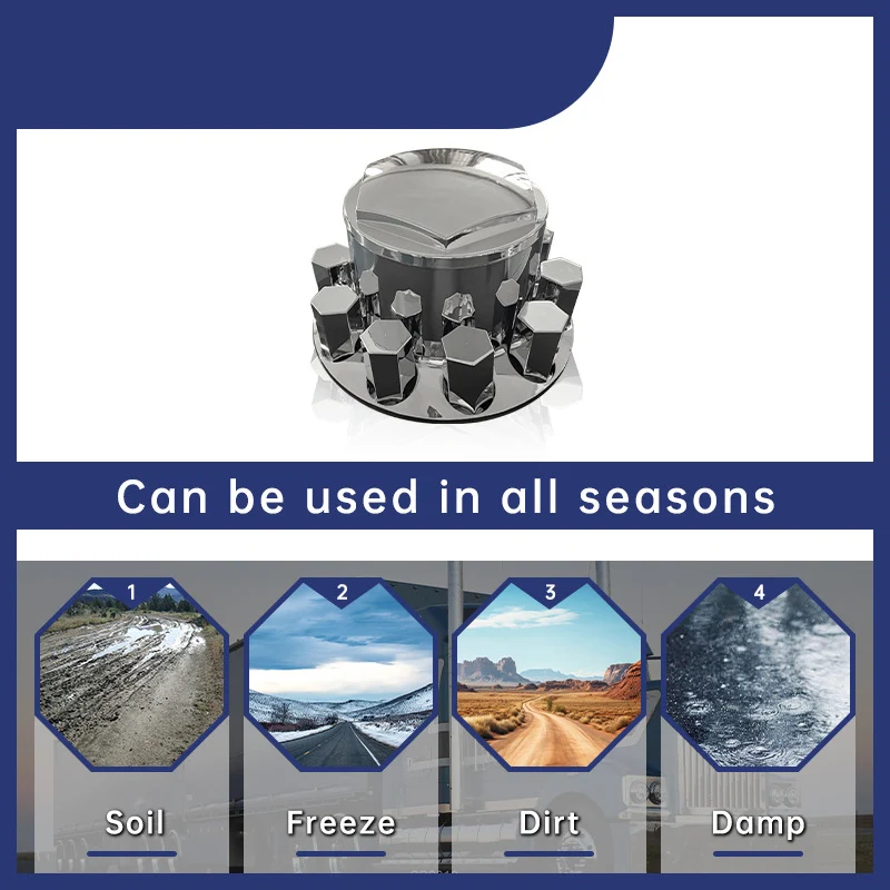 Chrome Truck Axle Cover Kit 33mm 32mm ABS Plating Truck Wheel Cover Truck Parts 2