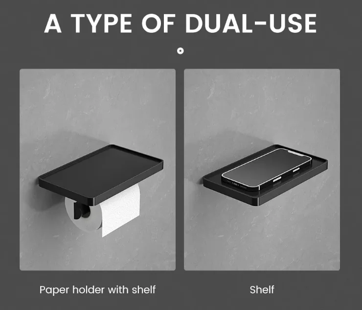 Wc Rolhouder Stainless Steel Wall Mounted Roll Tissue Holder Black