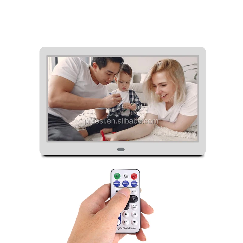 Pros Digital Picture Frame 10 Inch LCD IPS Screen Digital Photo Frame Remote Control Electronic Photo Albums 1080P Video Music