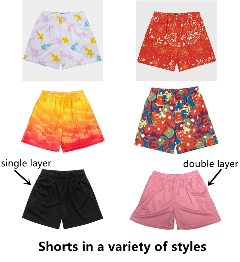 streetwear Custom  Polyester Casual Fiess Running Loose Men Basketball Mesh Summer Shorts457_voghion.com
