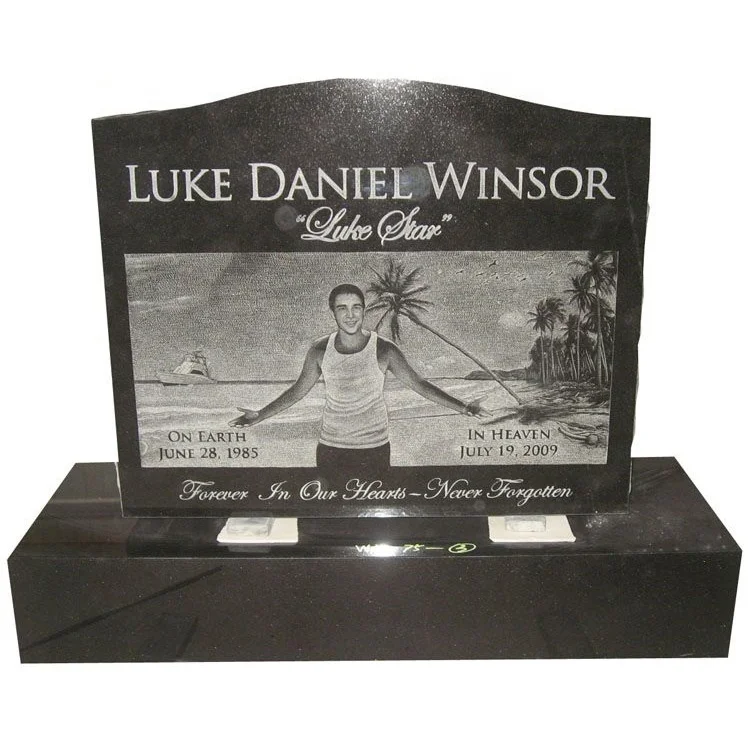 SH STONE Factory Cheapest Stone Black Granite Tombstone Monument Upright Headstone for Wholesale