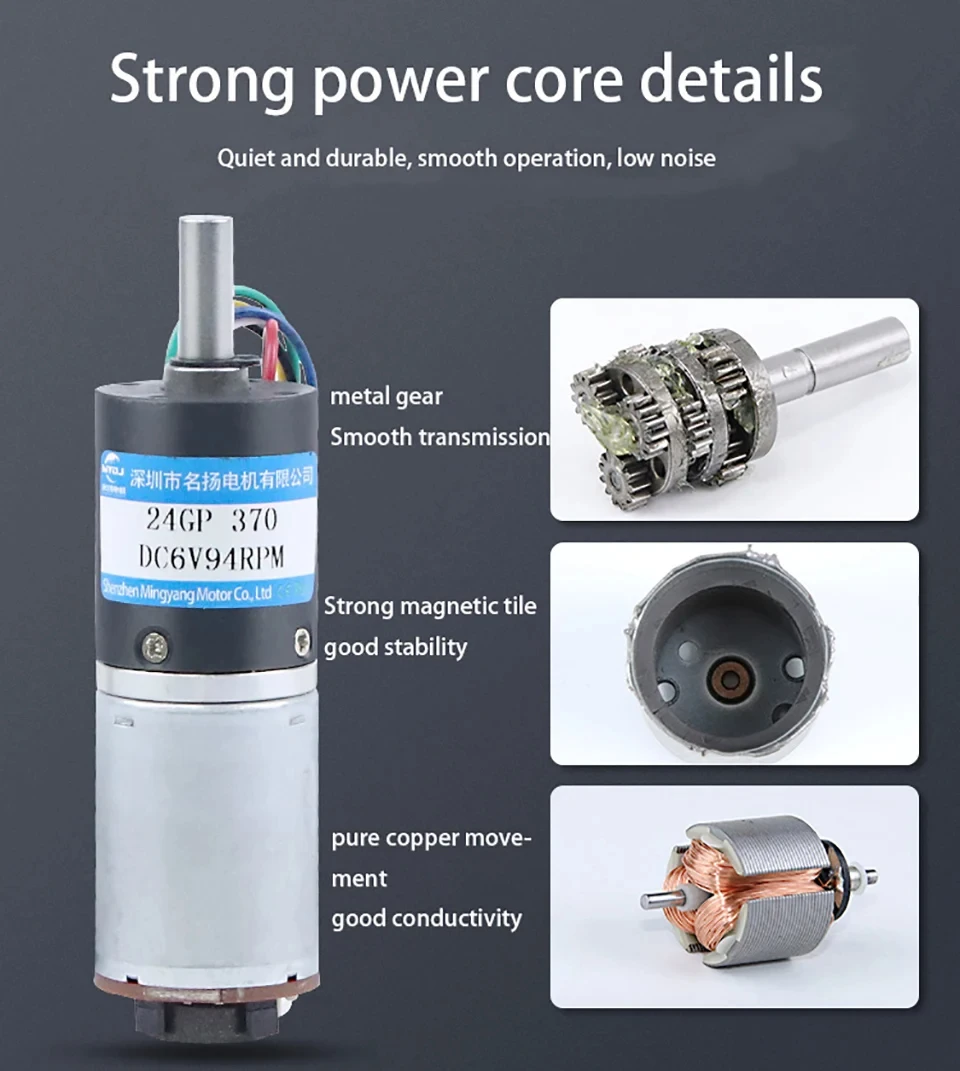 6V 12V 24V Brushed DC Planetary Gear Reducer Motor 24mm With Encoder ...