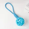 Blue hollow ball with rope, approximately 97g, 40cm.