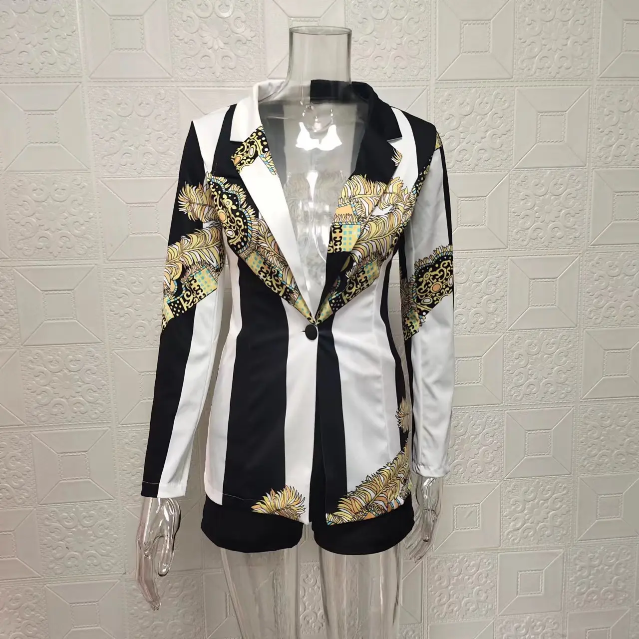 Autumn and Winter European and American Women's Clothes  Slim Fitting Short Pants Two-piece Suit