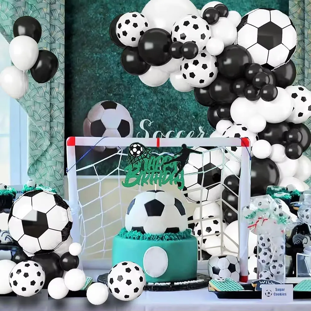2026 FootballWorld Soccer Glossy Thick Aluminum 4D Balloon Garland Arch Kit Durable 3-Color Offset Printed Balloons Party