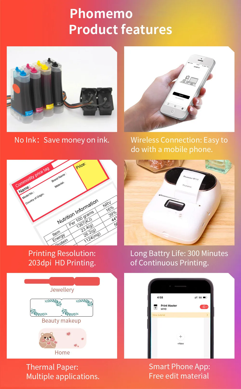 M110 Tutorial: How to Use Phomemo M110 Thermal Label Printer with APP  Print master 