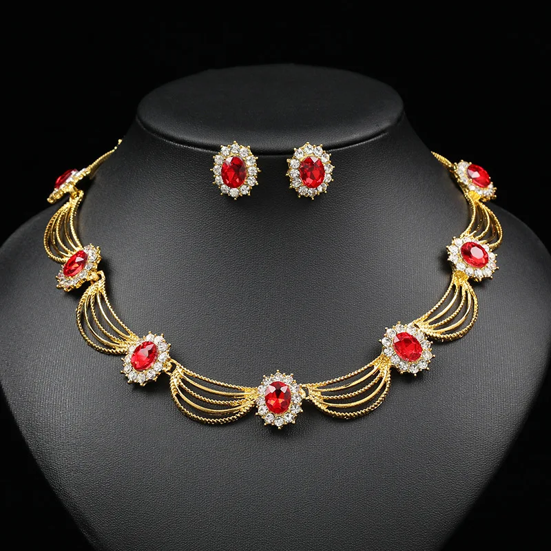 Vintage Bridal Jewelry Set: Zircon Necklace & Earrings