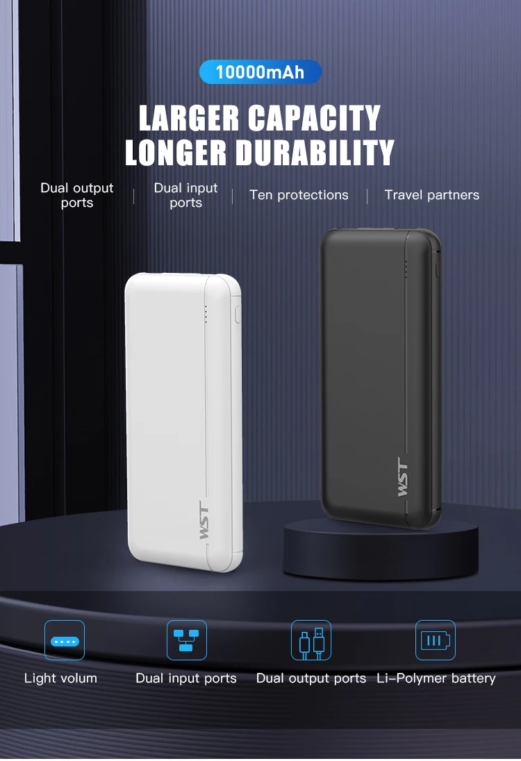 Power Bank 10000mah With Custom Logo Ultra Thin   Portable Power Bank 10000mah  Power Bank Mobile Charger