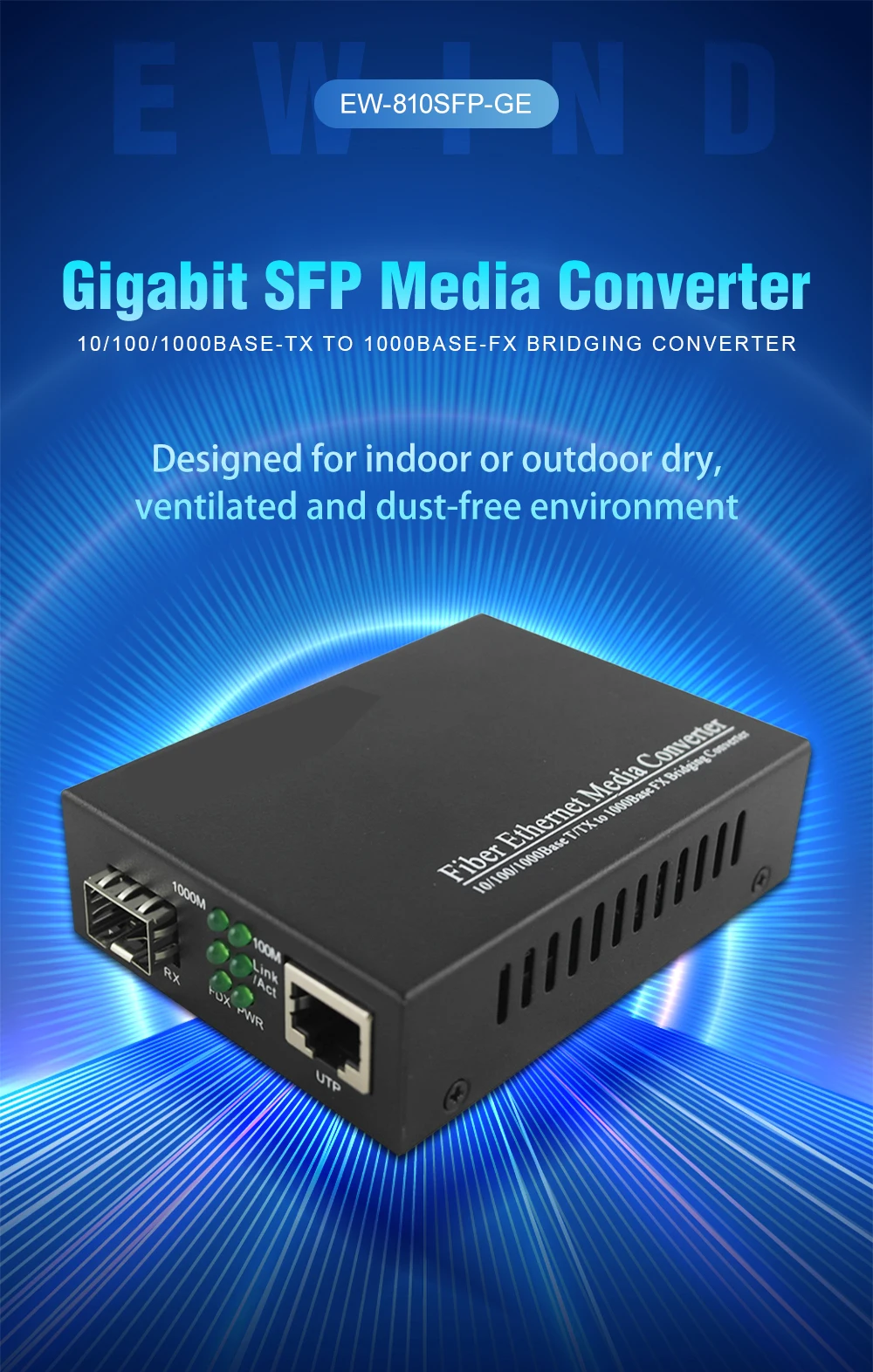 Dual Fiber Media Converter With Builtin 1gb Single Mode Duplex Fiber