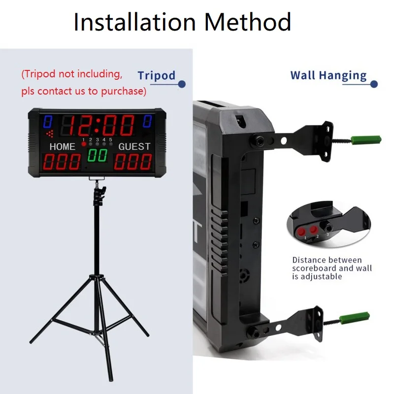 Ganxin 14 Digit Portable LED Electronic Basketball Scoreboard with 24s Shot Clock Digital Score Board for Multi Indoor Sports