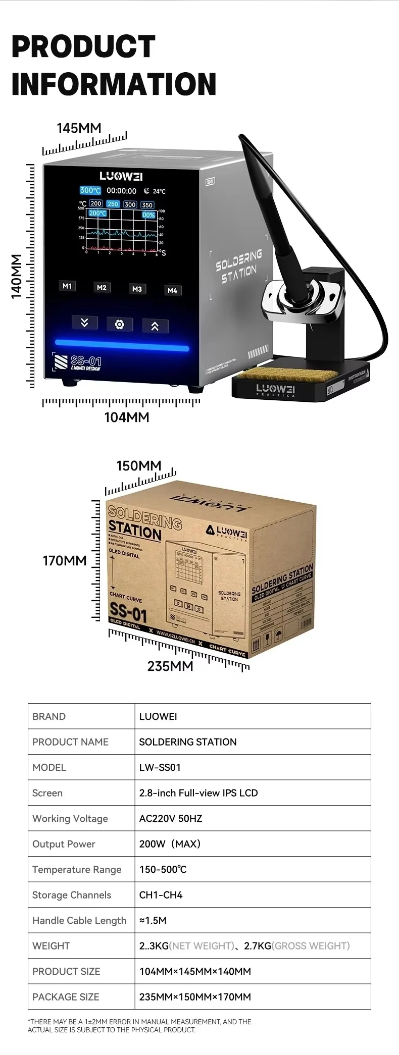 LW-SS01 Curve Digital Display Soldering Station 200W 1 Second Rapid Heating Precision Welding Station for PCB Chip IC Repair