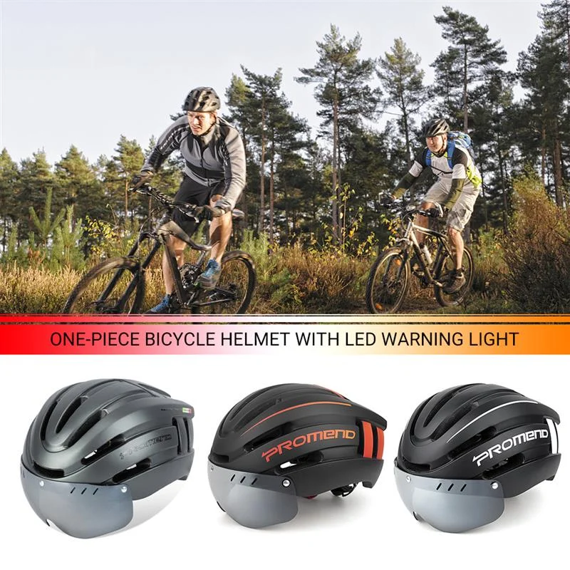 Superbsail Bicycle Helmet Integrated Molding With LED Warning Lights Mountain Biking Equipment Electric Scooter Accessories details