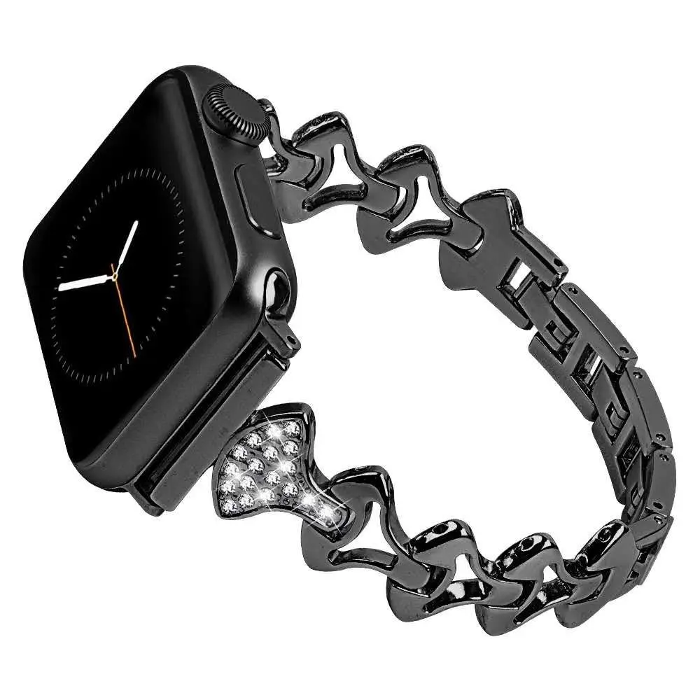 Metal Watch Strap Luxury Chain Bracelet Diamond Wristband For Apple Watch Band 40mm 44mm