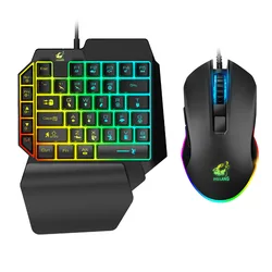 Amazon Hot Backlight 1.5m Non-Mechanical One-hand Game Keyboard and Mouse Set For Mobile Laptop For Pubg Game