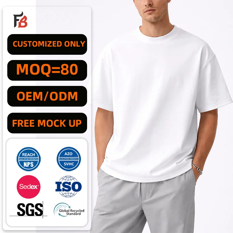 High Quality Custom Oversize Blank Classic Boxy Cropped White T Shirt Men