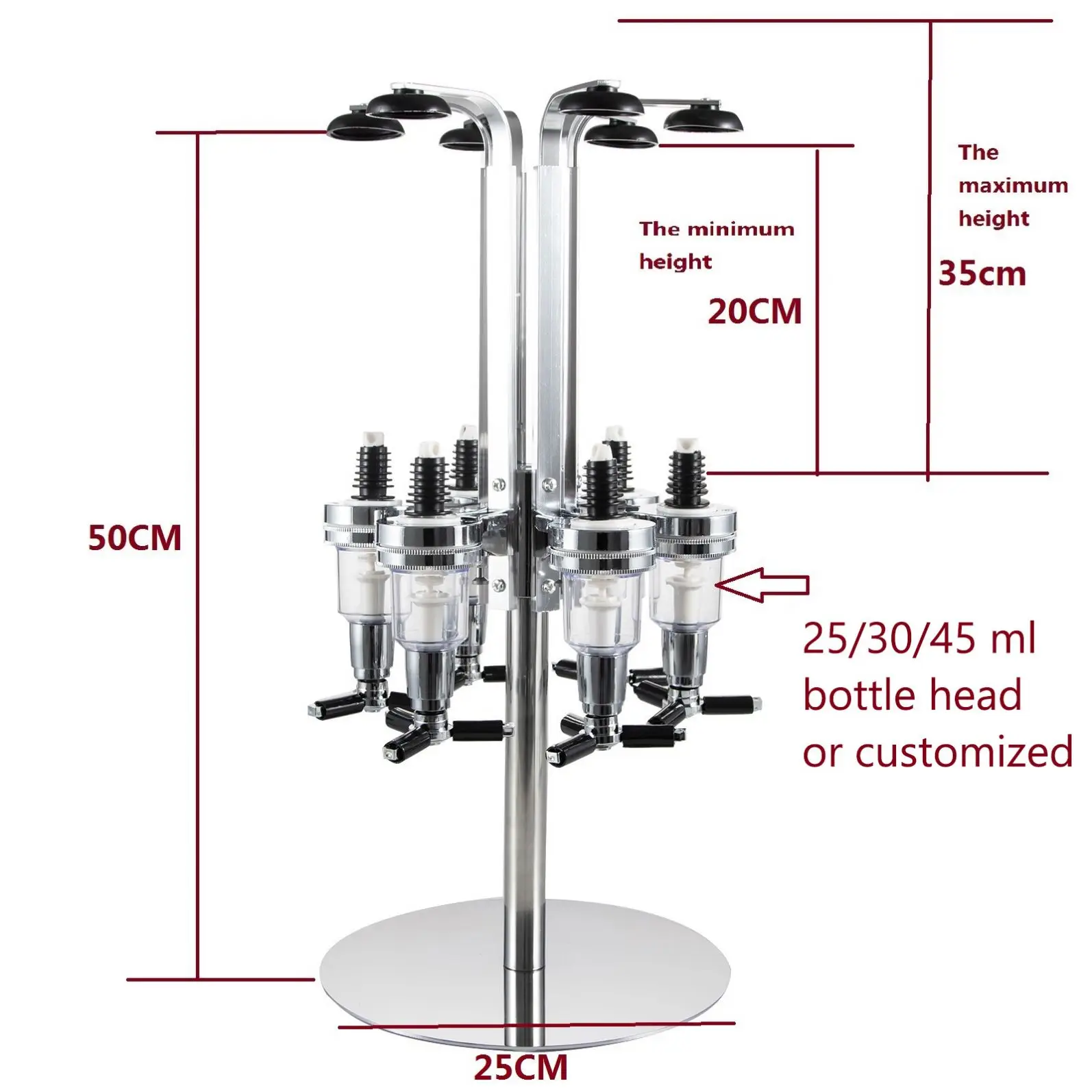 2021 Hot Sale 4 Bottle Liquor Dispenser, Revolving Whiskey Bottle Dispenser Automatic Tap Dispenser Holder