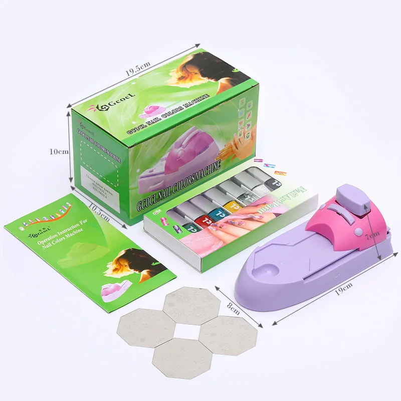 New Drawing Pattern Finger Nail Printing Machine Nail Art Printer Diy Printing Manicure Machine With 6pcs Metal Stamp Stamper