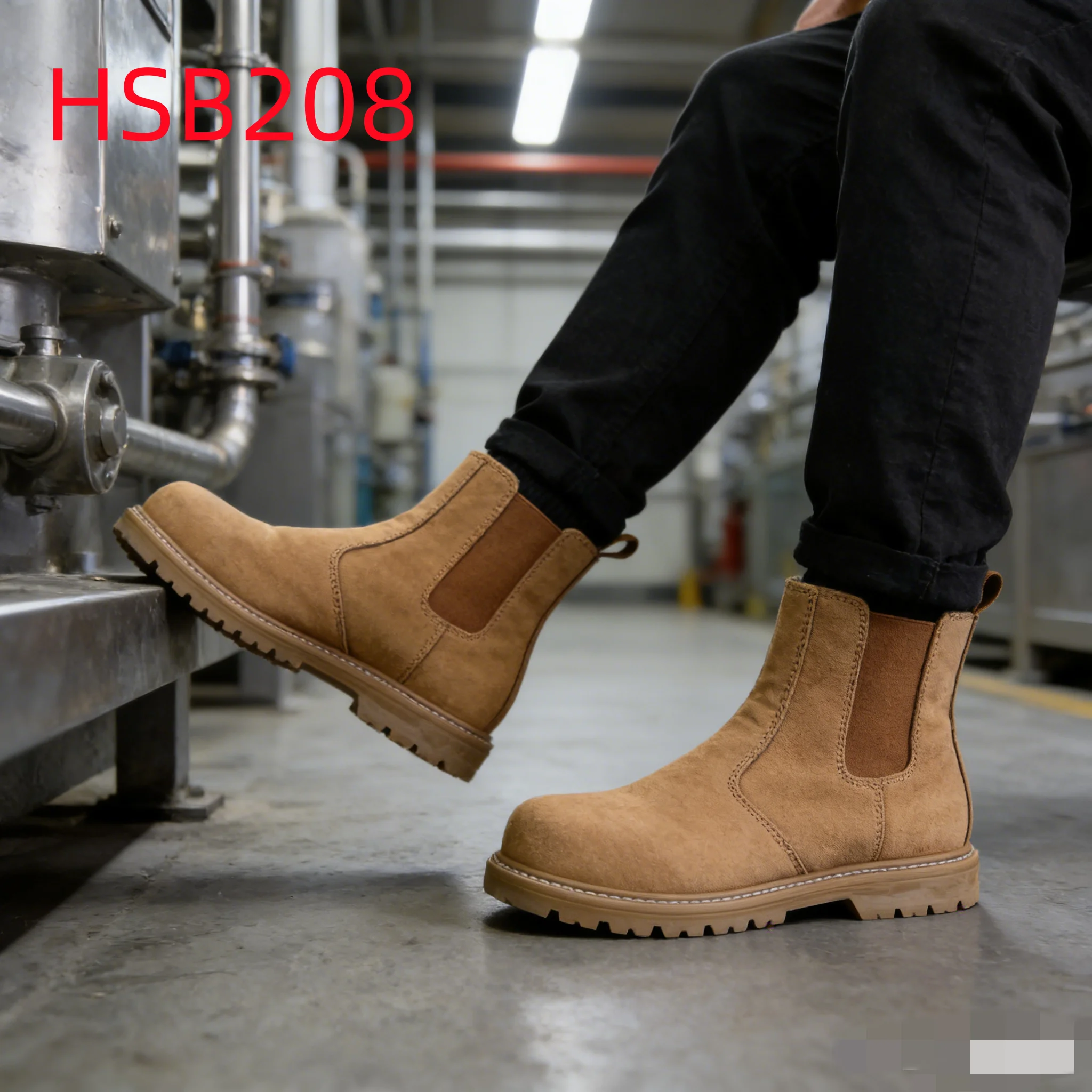 HY, Davamlı Goodyear Welt Altlığı, Çıxarılabilən Bal Rəngli İş Botları, Yuxarı Səviyyəli Nubuk Dəri Təhlükəsizlik Botları, Bumper-burunlu HSB208
