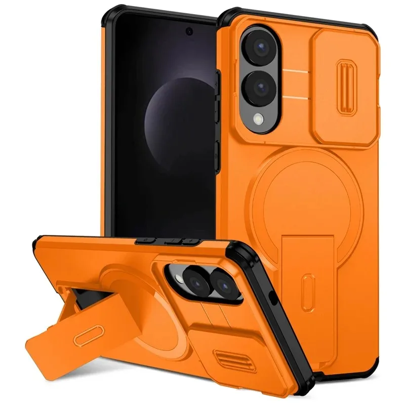 For Samsung Galaxy S25 Edge Magnetic Protective case with Stand and Camera Slider Metal Frame for Drop protection  of PC and TPU