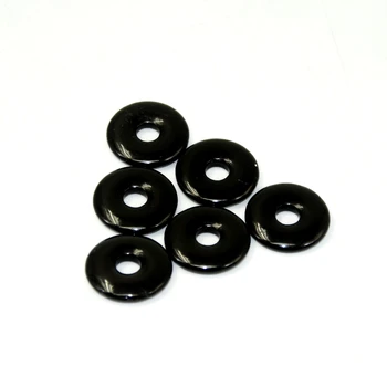 Wholesale Natural 30mm Tourmaline Black Donut pendants charms