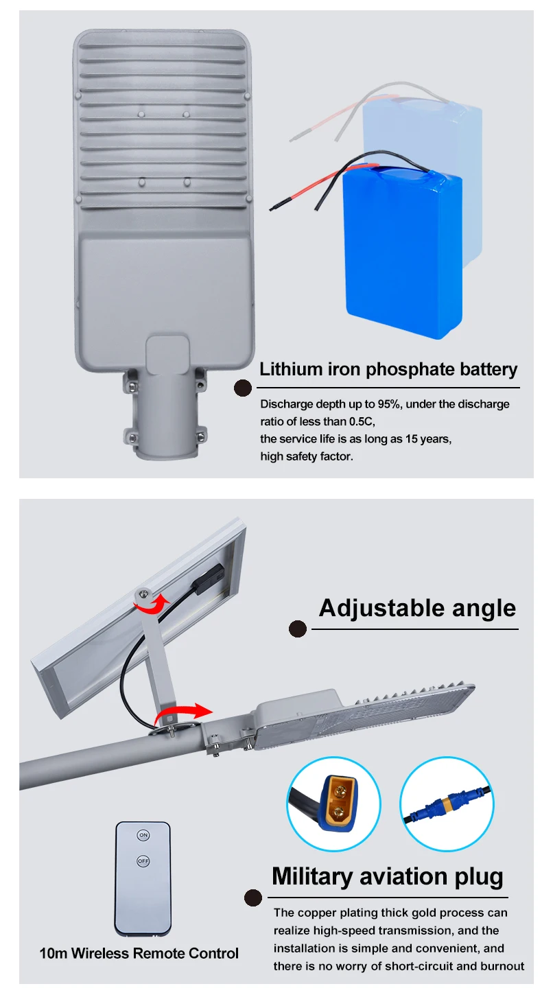 Die Casting Aluminum All In One Solar LED Street Light Mono Solar Panel High Heat Dissipation