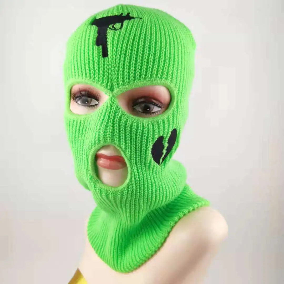 Wholesale Designer Winter Ski Masks Custom logo Knit 3 Hole Knitted Full Face Cover