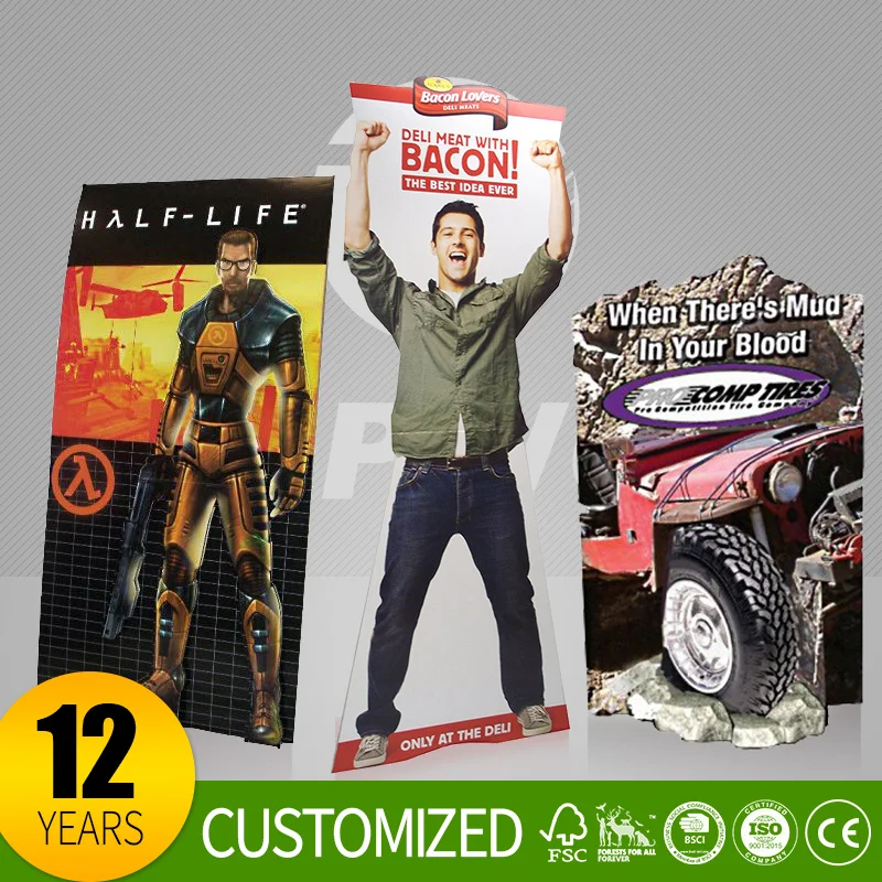 Topwon Custom Cardboard 3 Sides Triangle Floor Advertising Standee Display Pop up Display Stands Banner