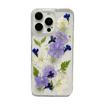3D Real Flower Mobile Phone Case for iPhone 16 15 14 Pro Max Customized Cell Phone Case for iPhone 13 12 11 Print Logo