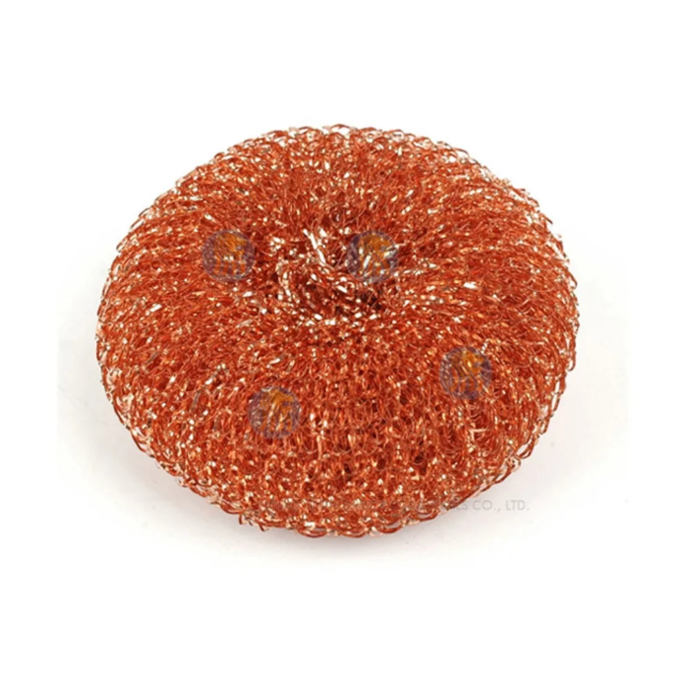 High Quality Copper-plated Steel Wire Wool Mesh Scourer Flat Kitchen Scrubber Copper Coated Cleaning Ball