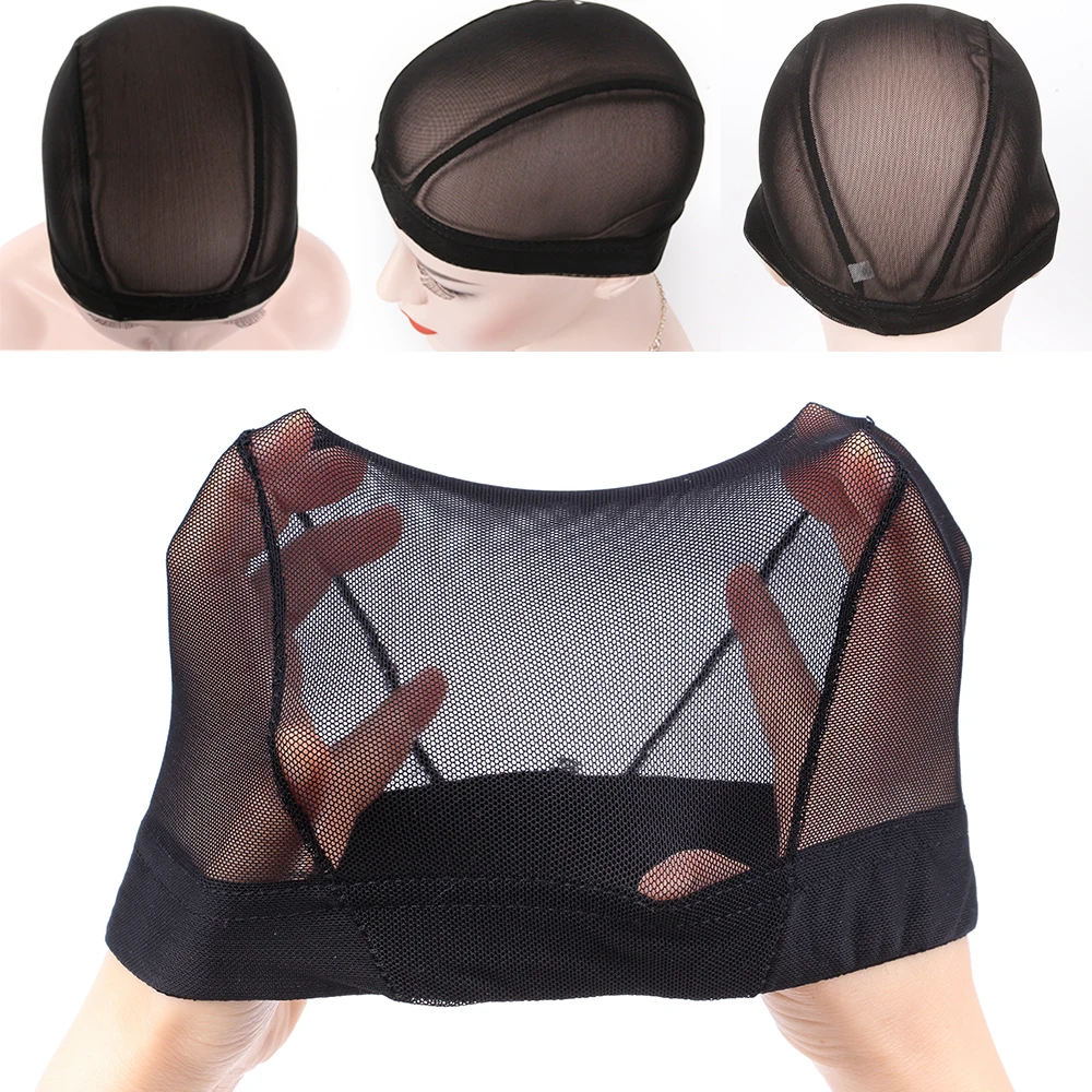 Эластичные дышащие прозрачные черные/бежевые сетчатые плетеные купольные шапки Leeons S M L для изготовления париков