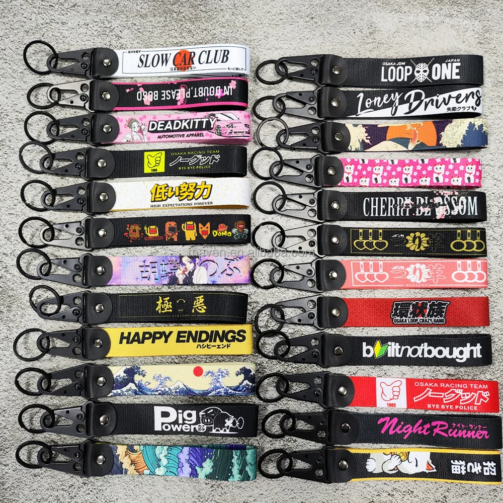 150デザイン織りラベルJDM Ralliart Mopar花嫁HKSカーキーリング