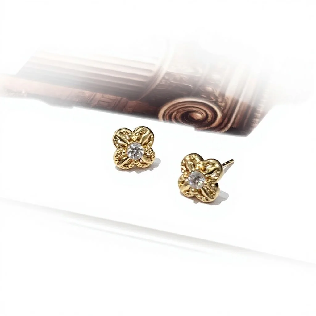 18K Gold AU750 Color Gold Cross Vajra Flashy Moissanite-Inlaid Ear Studs Light Luxury High-End All-Match Women