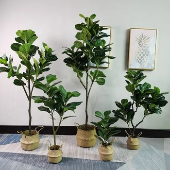 Wholesale big lots most realistic looking outdoor indoor decor fake fiddle leaf ficus plants artificial lyrata fig bonsai tree