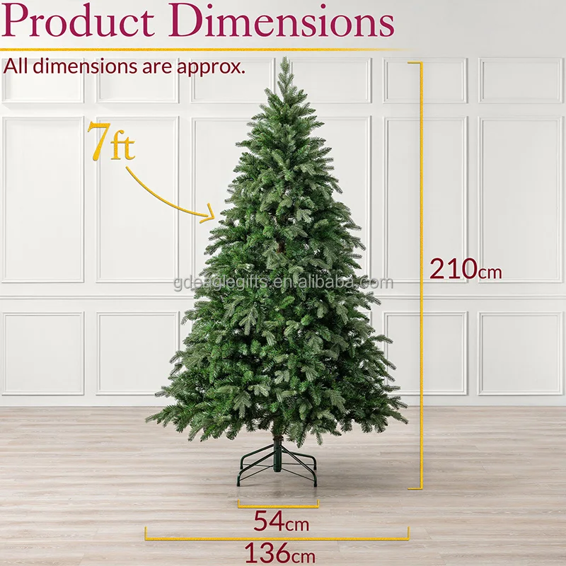 EAGLEGIFTS Detachable 210cm Tall Large Artificial Christmas Tree 1 Piece Realistic Collapsible Metal Frame Christmas Tree