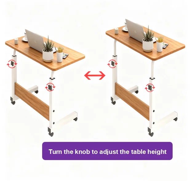 product student study height adjustable modern wooden computer desk mobile wheels laptop table-9