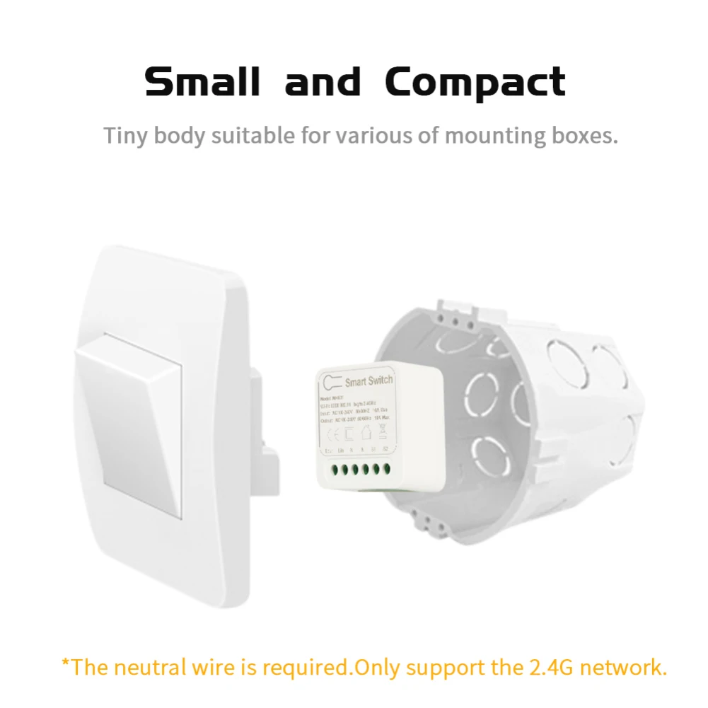 New Tuya WIFI 16A Mini Smart Wifi DIY Switch Supports 2 Way Control Automation Tuya Smart Wifi Switch Module