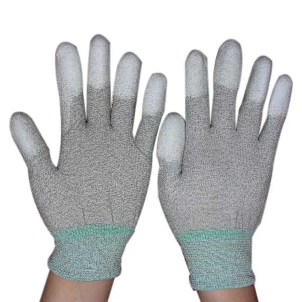 ESD Top fit Glove Factory ESD Laboratory Antistatic Carbon Fiber PU Palm Fit Gloves ESD Gloves