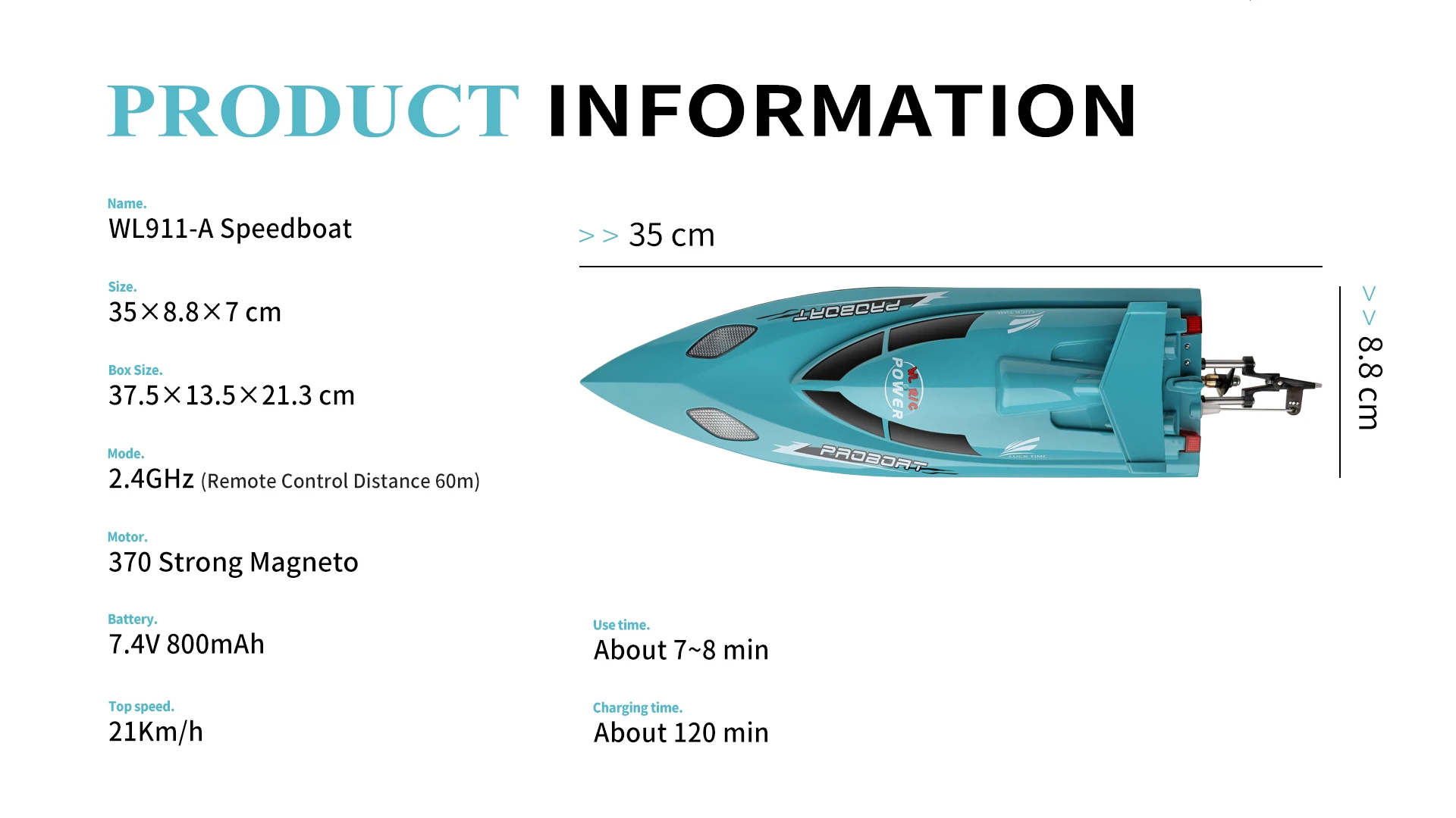 HOSHI WLTOYS WL911-A RC Boat Ship 2.4G RC Racing Boat Waterproof Model Electric Radio Remote Control RC Speedboat
