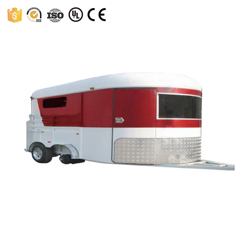 Fiberglass Roof Horse Trailer With Living Quarters Angle Loading Horse